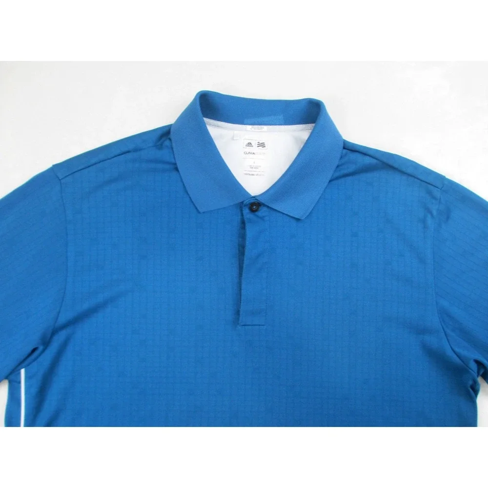 Adidas Polo Shirt Mens‎ Large Blue Climacool Geometric Lightweight Golf Golfer